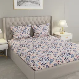 Raymond Home Pink & Blue Printed 100TC Double Queen Bedsheet Set 2.25 m x 2.50 m-picture-26