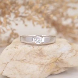 Ornate Jewels 925 Silver 1 Carat American Diamond Single Solitaire Adjustable Ring for Men-image-2