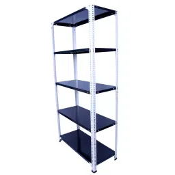 Menage 72x36x12 Inch 5 Shelf 24 Gauge Metal Black and Ivory Slotted Angle Rack-17
