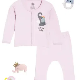 The Mom Store Multicolor Cotton Printed Baby Pajama Set - Pack of 2-image-41