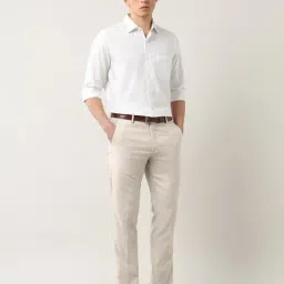 Arrow Beige Self Design Regular Fit Trousers-picture-42