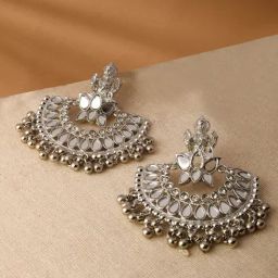 Fida Lakshmi Beaded Silver Dangler Earrings-27
