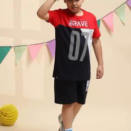 Monte Carlo Kids Navy & Red Printed Bermudas-image-41