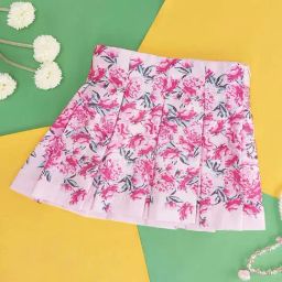 Pantaloons Junior Baby Pink Linen Floral Print Skirt-image-95