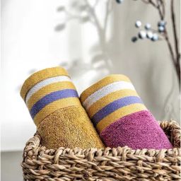DDECOR Live beautiful Pink & Yellow Cotton 500 GSM Hand Towels - Set of 2-image-68
