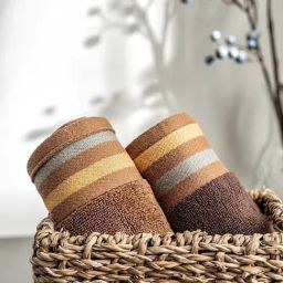 DDECOR Live beautiful Brown & Orange Cotton 500 GSM Hand Towels - Set of 2-21