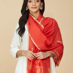 Fabindia Red Cotton Silk Printed Stole-picture-26