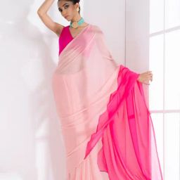 Swtantra Blush Pink Plain Saree With Unstitched Blouse-picture-9