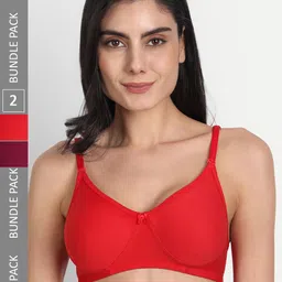 Aimly Pack Of 2 Seamless Full Coverage Dry Fit Cotton All Day Comfort T Shirt Bra-44