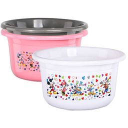 Kuber Industries White & Pink 3 Pieces Disney Printed Bath Tub 25Ltrs-22