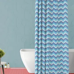 ArtzFolio Navy Blue & Blue Printed Waterproof Shower Curtain-image-28