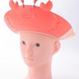 Babyhug Silicone Crab Face Baby Shower Cap - Red-12