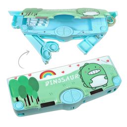 Elecart Dino Multi-Functional Pop out Pencil Case with Push Button Stationery Organizer Pencil Box  - Green-20