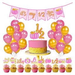 Zyozi Its My 6 Month Birthday Theme Decoration Pink Gold - Pack of 37-image-32