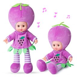 Fiddlerz Fruit Doll Plush Toy for Kids Musical Rhymes Singing Baby Doll Touch Sensors Soft and Cute Fruits Dolls Toy - Purple-13