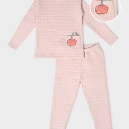 Mi Arcus  Cotton Full Sleeves Checked And Pig Patch Detailed Sweatshirt & Pajama Set Pink-picture-32