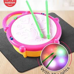 Play Nation Musical Flash Drum With Light - Pink & Yellow-16