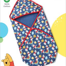 Babyhug Disney Winnie The Pooh PrintHooded Wrapper - Navy Blue-image-7