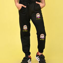 NUSYL Cotton Blend Full Length Cute Girls Printed Joggers - Black-image-73