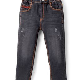 Olio Kids Full Length Distressed Denim Jeans - Black-image-59