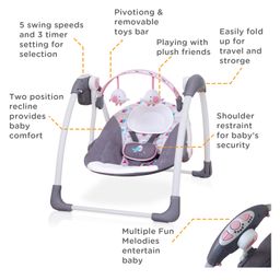 Mastela Deluxe Portable Musical Swing - Grey White-15