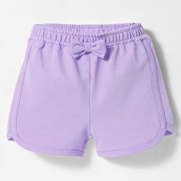 Babyoye Cotton Knit Solid Color Shorts with Bow Applique - Purple-image-118