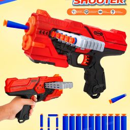 Fiddlerz Mega Shooter Soft Bullet Gun Toy for Kids Manual Loading Blaster with 10 Foam Darts Target Shooting Game Fun Outdoor Play Adventure Foam Dart Guns & Blasters for Boys and Girls (Red)-84