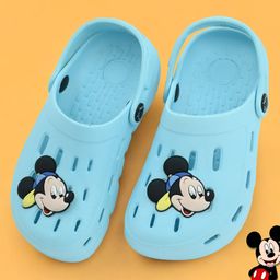 Disney by Yellow Bee Mickey Mouse Featuring Solid Perforated Clogs With Charms - Light Blue-image-71
