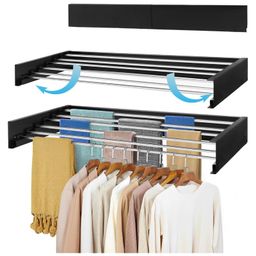 JD FRESH Foldable Wall Mount Collapsible Clothe Drying Stand for Balcony with 5 Rods- Black-image-87