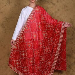 Exotic India Printed Bandhani Dupatta with Gotta Patti-picture-17