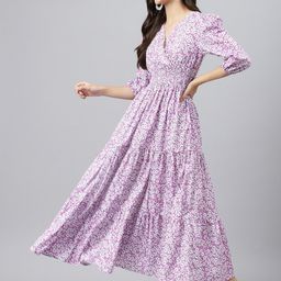 Krunal Raiyani Floral Printed V-Neck Fit & Flare Maxi Dress-picture-19