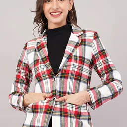 Purple State Checked Single Breasted Blazer-41