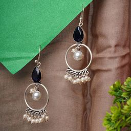 Bamboo Tree Jewels Crystals Studded And Beaded Circular Drop Earrings-image-89