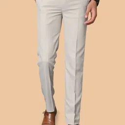 el cielo Men Tailored Easy Wash Mid-Rise Pleated Formal Trousers-image-93