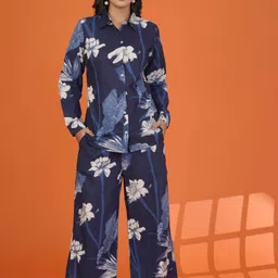 Kaftanize Floral Printed Top With Trousers Co-Ords-25