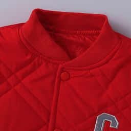 Kookie Kids Full Sleeves Front Open Bomber Jacket with Front & Back Text Patch - Red image 4