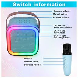 Fiddlerz Bluetooth Karaoke Speaker for Kids with Handheld 1 Mic, Learning Toy with Voice Recording, Bluetooth and USB(Blue) image 4