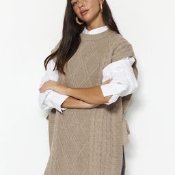 Trendyol Women Cable Knit Longline Pullover-image-69