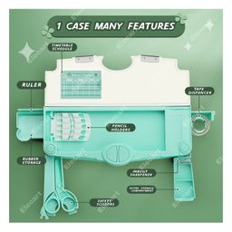 Elecart Dino Multi-Functional Pop out Pencil Case with Push Button Stationery Organizer Pencil Box  - Green image 5