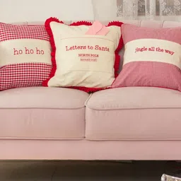 BandBox Cream-Coloured & Red Typography Printed Square Cushion Covers image 5