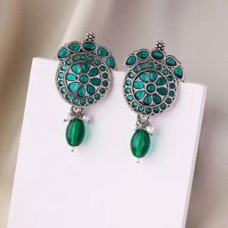 Priyaasi Enchanting Elegance Oxidised Drop Earrings-image-14