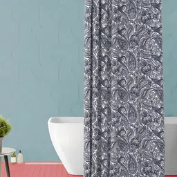 ArtzFolio White & Black Floral Printed Waterproof Shower Curtain-image-46