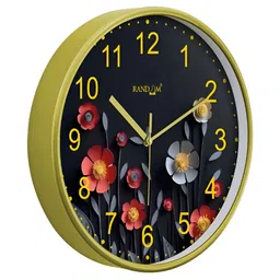 RANDOM Black & Green Printed Traditional Round Shaped Wall Clock image 3