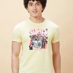 Being Human Yellow Regular Fit Printed T-Shirt-picture-1