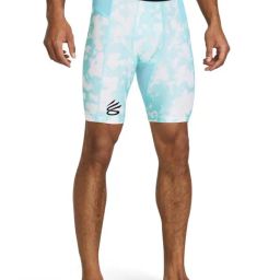 Under Armour Blue Fitted Printed Sports Capris-image-1