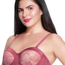 Amante Maroon Lace Pattern Full Coverage Bra image 3