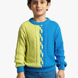 Ed-A-Mamma Boys Blue Cotton Self Design Sweater-image-26