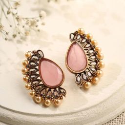 Priyaasi Gold-Plated Pink Stud Earrings-30