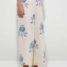 Utsa by Westside Indigo Botanical Design Cotton-Blend Palazzos-image-11