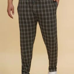 John Pride Olive Cotton Chequered Track Pants-image-88